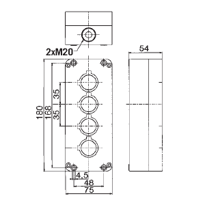 Пост кнопочный корпус 4 местный герметичный